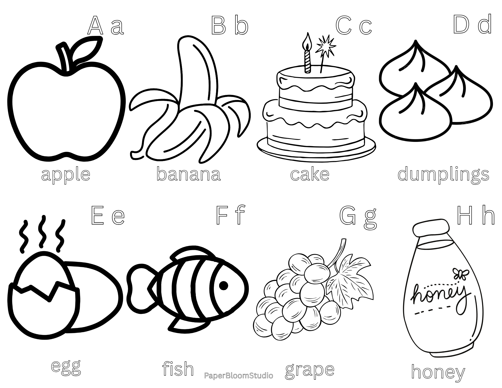 Kids Food Coloring Flash Cards