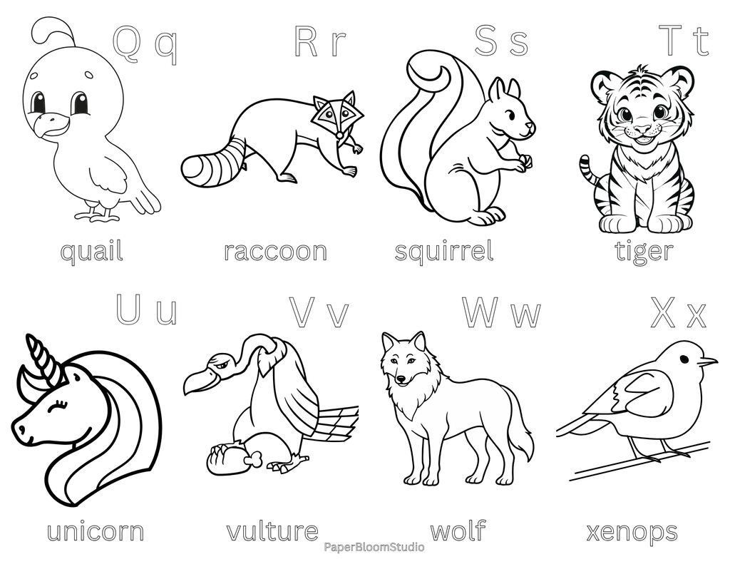 Kids Animal Coloring Flash Cards