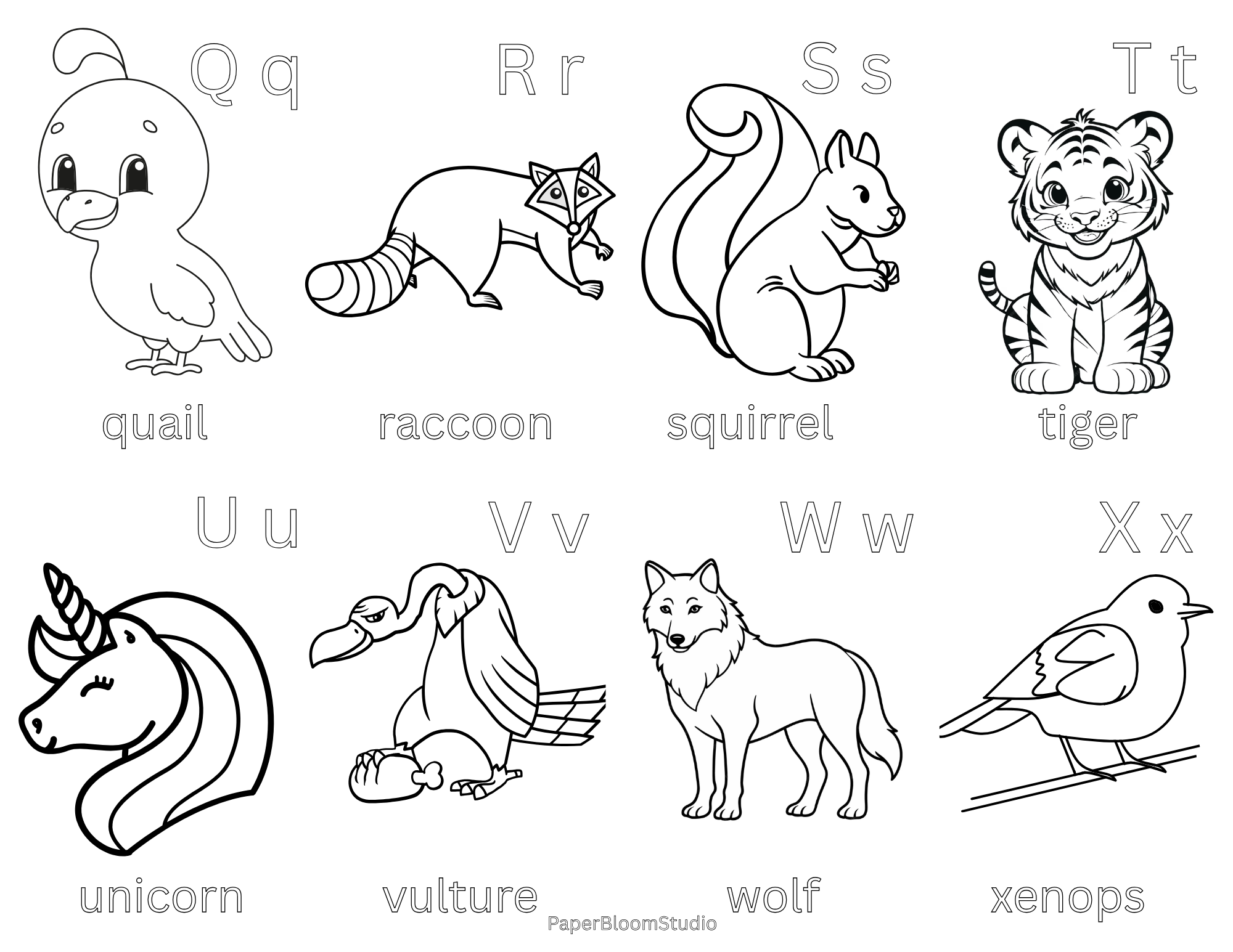 Kids Animal Coloring Flash Cards