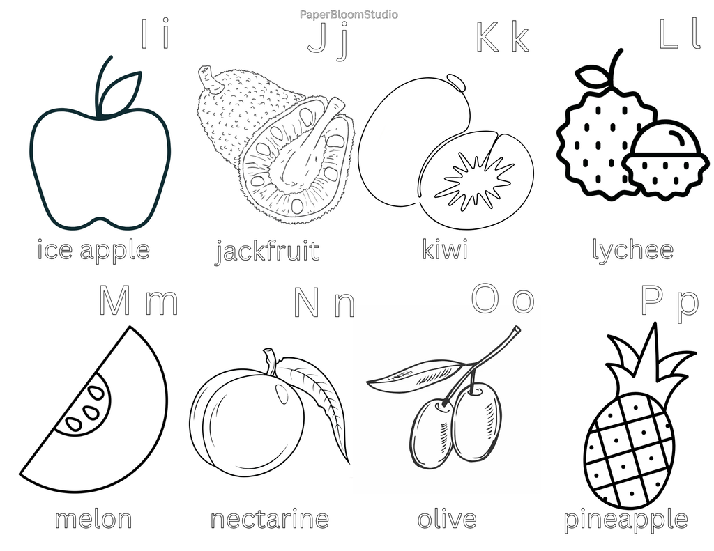 Kids Fruit Coloring Flash Cards