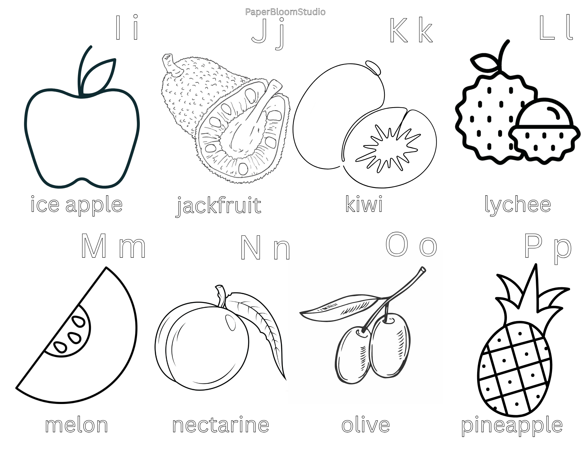 Kids Fruit Coloring Flash Cards