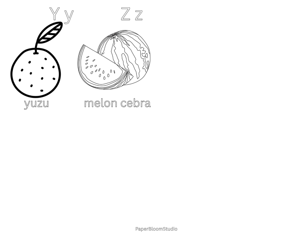 Kids Spanish Fruit Coloring Flash Cards